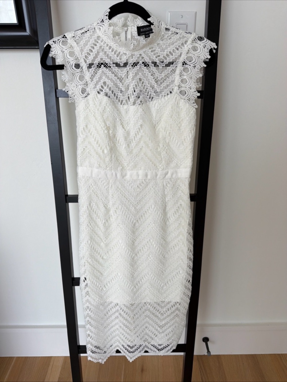 Bardot White Crochet Lace Midi Dress